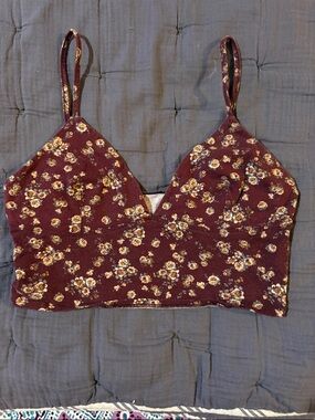 Floral Burgundy Cropped Cami Top